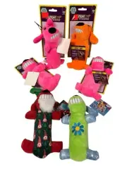 Lot Of 4 Multipet Loofa Ruff 6” Plush Squeaky Dog Toy Multipet 48545 + 2 Bobo