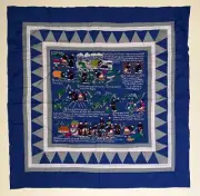 New Old Stock Hmong Story Cloth Embroidered Folk Art Tapestry 32x32, Immaculate