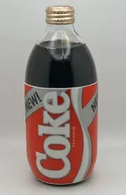 Vintage New Coke Coca-Cola Formula 1985 Hot Gold Cap Sealed 16 oz Glass Bottle C