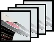 [eletecpro] 12.5x12.5 Black Record Frame, Sturdy and Lightweight, PVC Album Frame Made to Display Vinyl Records, Home Decor LP Record Frame for Wall Easy to Hang Suit to 12x12 LP Covers, 4 Pack