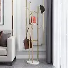 9 Hooks Marble Hall Tree Corner Coat Rack Stand Entryway Organizer for Coat Bags