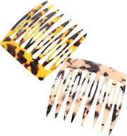 Didiseaon 2pcs Side Hair Combs for Women Vintage Leopard Print Hair Styling Accessories Smooth Gentle Comb Clips for Daily Use for Casual Formal Occasions