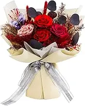Preserved Flowers Roses Bouquet with Vases,Real Red Flowers for Delivery Prime, Forever Glitter Rose Bouquets Kit,Handmade Eternal Rosas Butterfly Gifts for Mom Birthday Women Graduation(multicolour)