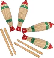 UPKOCH 4 Sets Wooden Fish Tambourine Percussion Instrument Guiro for Musical Plaything Musical Instruments Block Wood Guiro Guiro