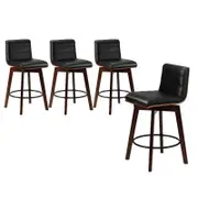 Oikiture 4X Bar Stools Swivel PU Leather Black