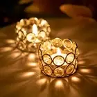 8Pcs Silver/Gold Crystal Candlestick Flat Bottom Tea Lamp Container Wedding