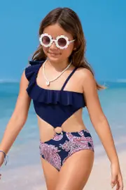 Cupshe Little Splash Paisley One-Piece Swimsuit - Navy,4