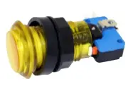 Yellow Long Length Illuminated Arcade Game Push Button with microswitch, Jamma