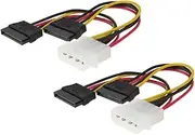 Haobase 2Pcs Molex to Dual SATA, 4 Inch 4 Pin Molex to 2X SATA Y Splitter Power Cable Adapter