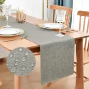 Farmhouse Rustic Table Runner Grey Faux Linen Table Runners Water Resistant