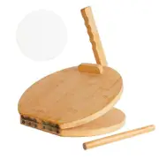 Wooden Tortilla Press 10 Inches Wood Tortilla Press Maker, with Rolling Pin & 50 Pcs Parchment Paper