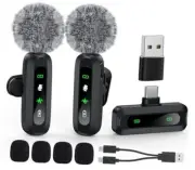 USB C Lavalier Microphone Wireless Mini Mic for Type-C Black Mic for USB C