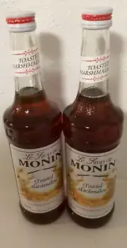 2 Monin Premium Flavored syrup TOASTED MARSHMALLOW 25 oz Glass Bottles Coffee