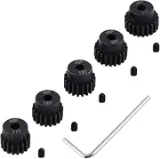 Hobbypark Metal Steel 48P Pinion Gear Set 3.175mm Shaft Hole 17T 18T 19T 20T 21T 48 Pitch Motor Gears Kit for RC Car (5-Pack)