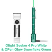 Olight Seeker 4 Pro White Flashlight & OPen Glow Snowflake Green Penlight
