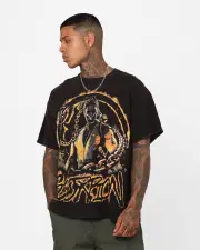 [GOAT CREW] Goat Crew X Mortal Kombat Scorpion Vintage T-shirt Black Wash - Size S S Black Wash