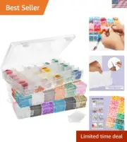 Compact Jewelry & Craft Storage Box - 36 Grid Organizer, Snap-tight Latch
