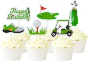 Mulukaya 24Pcs Golf Cupcake Toppers Golf Shoes Bag Ball Carts Lawn Cake Picks-Au