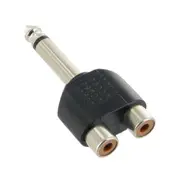 6.35mm 1/4" MONO Male to 2 x RCA Female Sockets Audio Adaptor