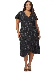 [Something 4 Olivia] Irene Wrap Midi Dress in Black