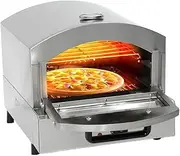 Multifunction Pizza Stove, 2000W Commercial Tabletop Double Deck Pizza Oven with Glass Window, Adjustable Temperature & Indicator Light, Stainless Steel Baked Baking Toaster for Baked Pizza