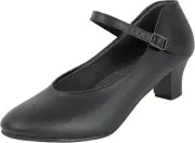 Dynadans Women's Character Shoe Ankle Strap 1.5'' Latin Dance Shoes 6.5, Black