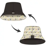 Reversible bucket hat kids size black beige all-over pattern TOHO Godzilla Japan