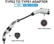 Type2 To Type1 Cable Electric Vehicle Charger Adapter 16A 32A Charging Cable Portable Electric Vehicle Charger Plug 16A 0.5m