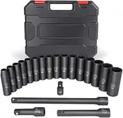 20PCS 1/2-Inch Drive Metric Deep Cr-V mpact Socket Set (Neutral Brand Black