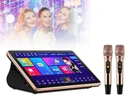 Touch Screen Karaoke Ktv Player with 2 Wireless Microphones for Adults and Kids, Family Party KTV Player, 18.5 Inch Capacitive Touch Screen, Cloud Song Auto Update,1TB-Black