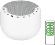 BIGMONAT White Noise Remote Control Sleep Aid with 70 Natural Soothing Sounds and AC Adapter, with Memory and Timing Functions to Improve Insomnia - White