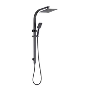 WELS 10" Rain Shower Head Set Square Dual Heads High Pressure with Handheld in Black