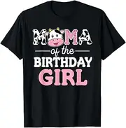[X.Style] Mama of The Birthday Girl Shirt Farm Cow Mommy Mom 1st ds717 T-Shirt (S) Black