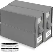 Bed Sheet Organizer,2Pack Foldable Linen Bedding Sheet Storage Box with Window and Label,Closet Organizer Organizing Bedding Container Box for Linen Closet,Bed Sheets,Duvet Covers,Blankets,Pillowcases
