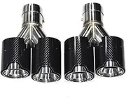 63mm/2.48'' Compatible For BMW Carbon Fiber Universal Car Exhaust tip Dual Tip Y Shape Nozzle for muffler Tube automotive Diffuser(63-89 Gloss Silver)