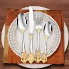 Dinnerware Cutlery Set Steak Knife Fork Spoon Engraved Stainless Steel Dessert S