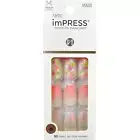 NEW Kiss Nails Impress Press On Manicure Medium Gel Coffin Matte Pink Floral