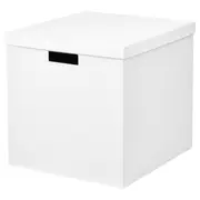 TJENA storage box with lid, white, 32x35x32 cm