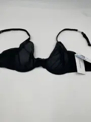 New CALVIN KLEIN Size 34 C Black Unlined Sheer Lace T-Shirt Underwire Bra