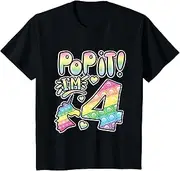 [X.Style] Kids Pop It 4th Birthday Girl Boys 4 Years Old Fidget ds1570 Youth T-Shirt (S) Black