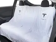 Piora Upgraded Compatible with Tesla Model Y Back Seat Cover - Thick Towel Tesla Seat Cover, No Strap (Back, White)