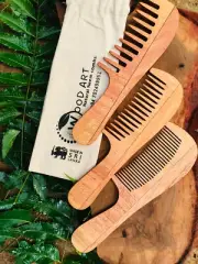 Medicinal WOOD ART Neem wood comb created from Neem tree - 100% organic