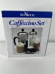 BONJOUR CAFFE FROTH Set COFFEE FRENCH PRESS MILK CAPPUCCINOS LATTES MOCHAS