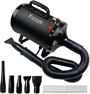 2800W Dog Hair Dryer - Adjustable Speed & Temperature Dog & Cat Dryer, Quiet Blower with Cool & Hot Air, Lightweight & Portable, Ideal for Home and Professional Grooming (Metal-Black)
