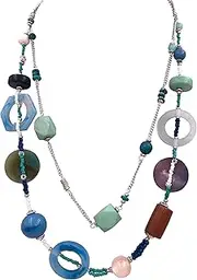 [Lizzie Kay] Thread Wrapped Beaded Boho Tribal Statement Collar Necklace for Women