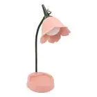 H (5V Pink)3W LED Touch Desk Lamp 3 Gear Dimmable Foldable Petal Shape Desktop