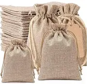 iDopick 36Pcs Burlap Gift Bags, 5"x 7" Reusable Burlap Bags with Drawstring, Wedding Brown Linen Sacks Bag, Jewelry Pouches Burlap Bags, Gift Bags for Birthday, Party, Present, Wedding Favors, Art and DIY Craft