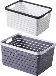 Cabilock Small Storage Baskets Set Kitchen Bathroom Plastic Storage Cutout Handle Bins Home Organizer Baskets Mini Gray Small White