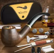 Ebony Wood Smoking Tobacco Pipe 9mm Filter 10 Tools Accessories Gift Scraper