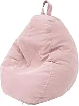 FwQoFvk Bean Bag Chair Cover (No Filler) with Handle, Soft Corduroy Bean Bag Cover, Comfortable Beanbag Chairs Cover, Plush Toys Organizer Holder, Recliner Gaming Storage Bag for Indoor (Pink)